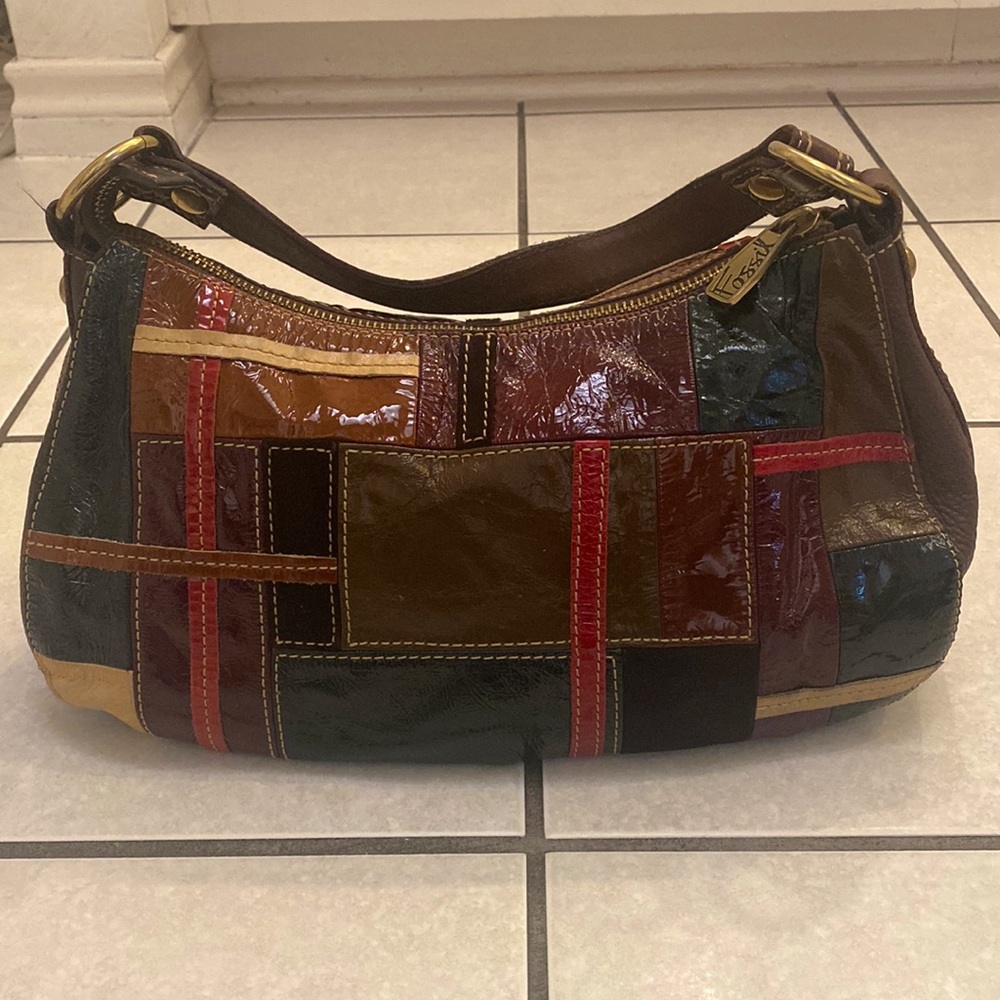 Fossil patchwork handbag